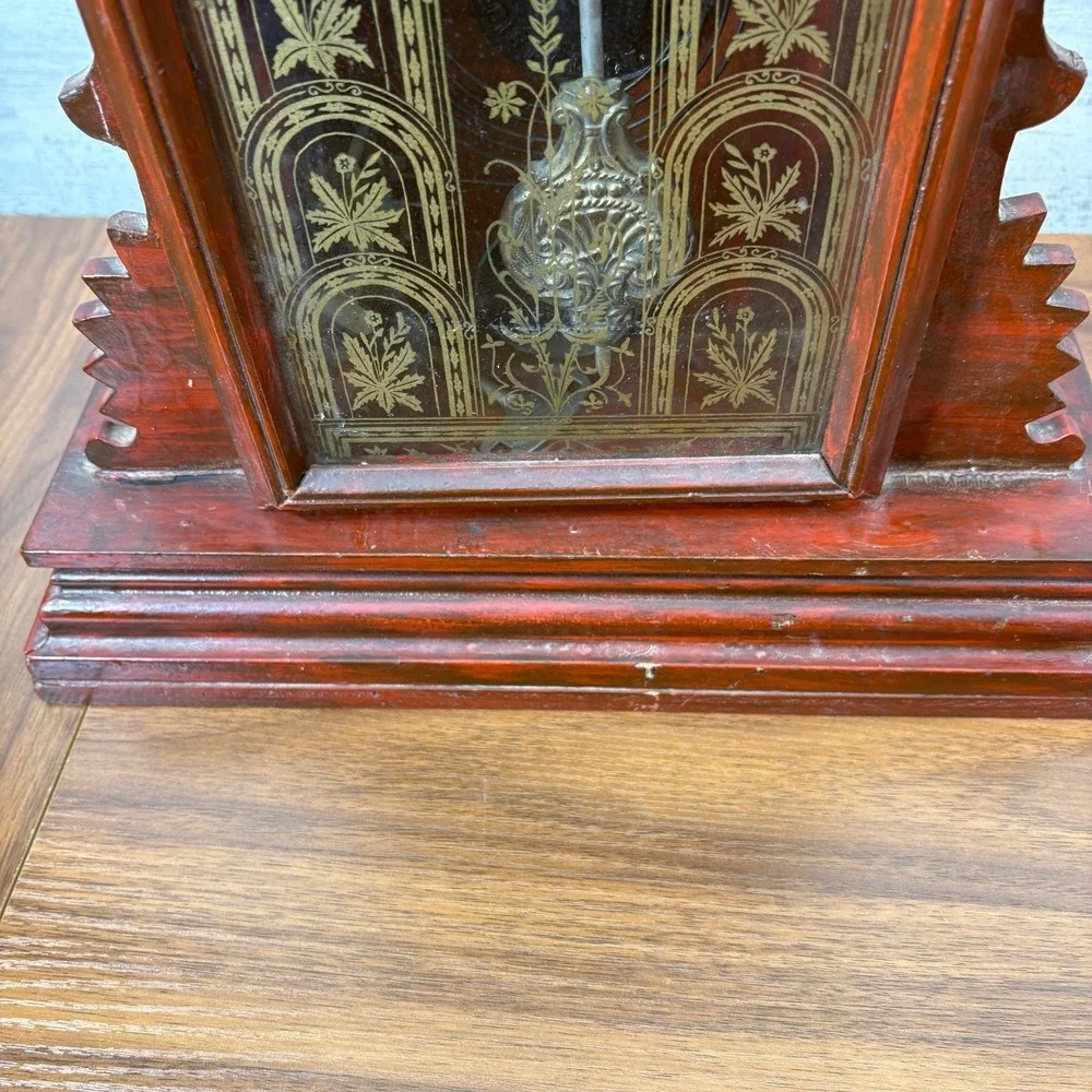 Antique E Ingraham Parlor Gingerbread Mantle Clock 1890's With Bell Alarm